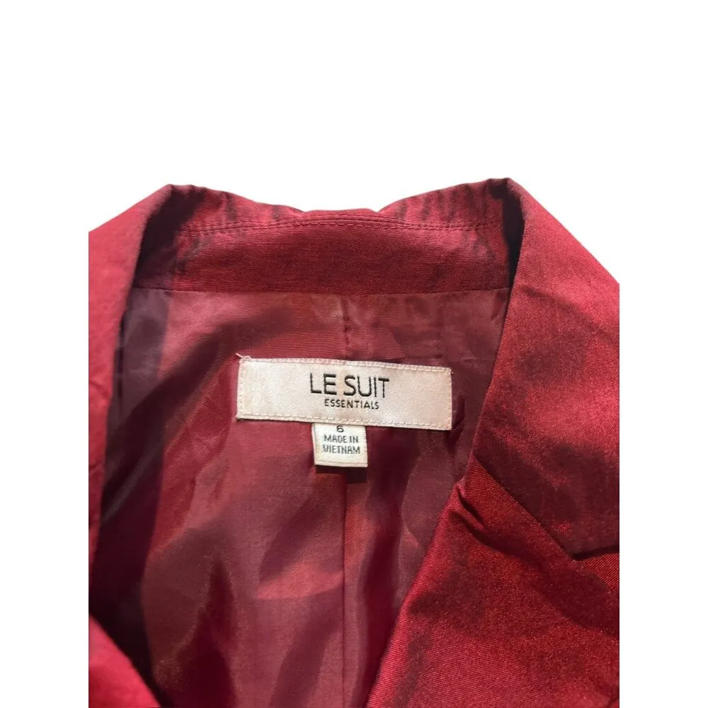 Le Suit Essentials Women's Metallic Burgundy Casual Blazer - Image 4