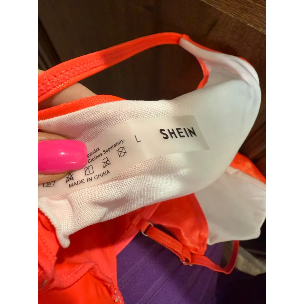 Women's SHEIN Orange Shimmer Bikini Set L - Image 10