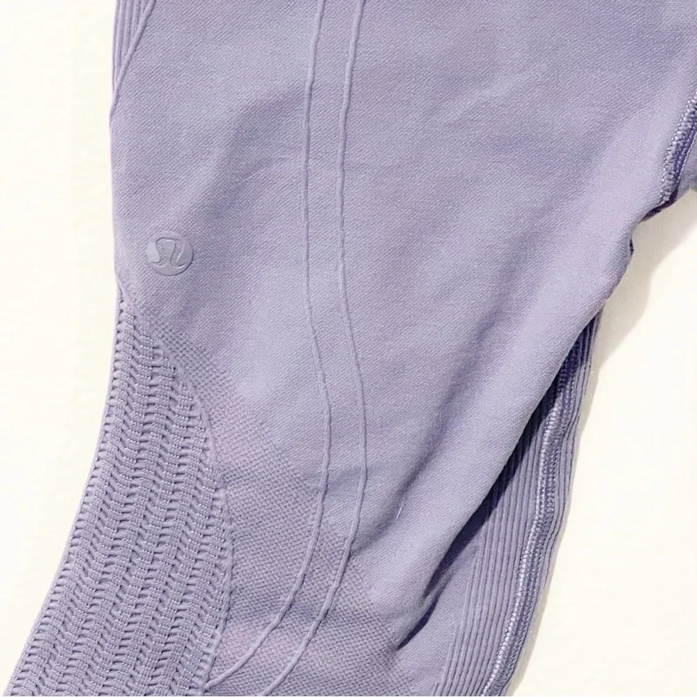 Lululemon Light Purple In The Flow Crop Legging Seamless Athletic - Image 3