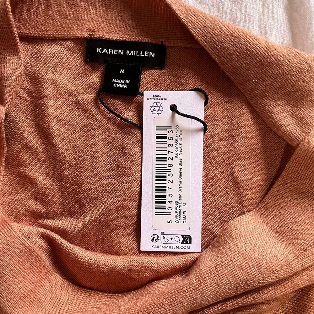 Cashmere Blend Drama Sleeve Slash Neck Knit Top - Image 6