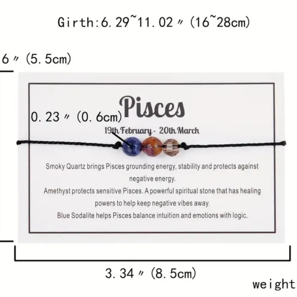 NWT! Aries ♈️ Natural Faceted Stone Handmade Braided Beaded Bracelet NEW - Image 5