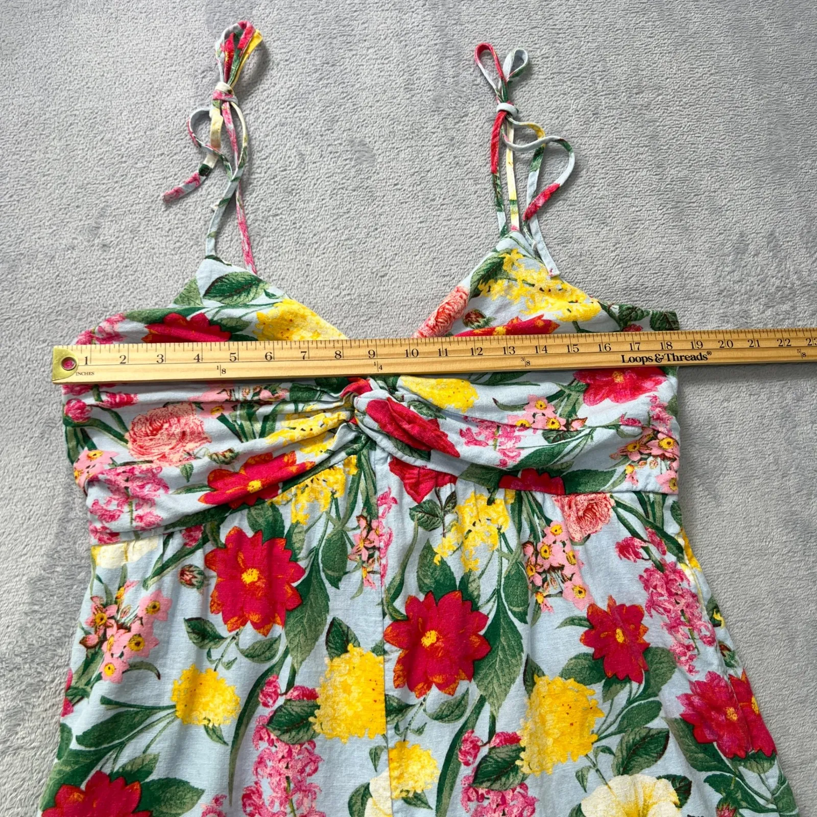 Old Navy Floral Jumpsuit Tie Strap Smocked Back‎ Casual Summer Lightweight L - Image 8