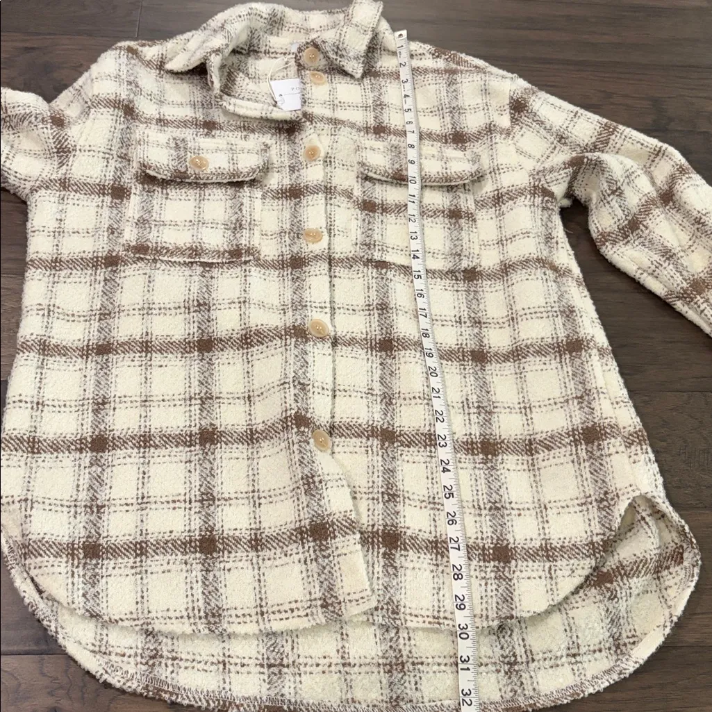 New With Tags Polagram Neutral Plaid Shacket Sz M - Image 10