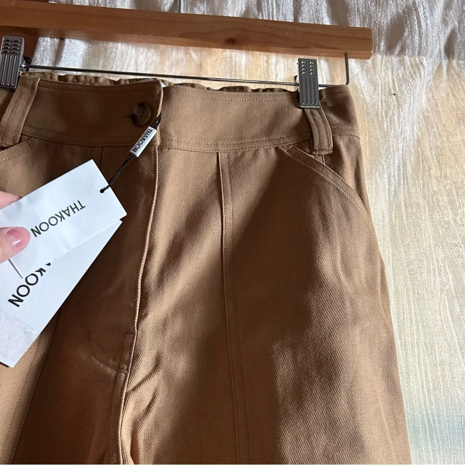 Thakoon Cargo Pants Straight Leg Twill Trouser Utility Twill Tan NWT $225 Size 4 - Image 5