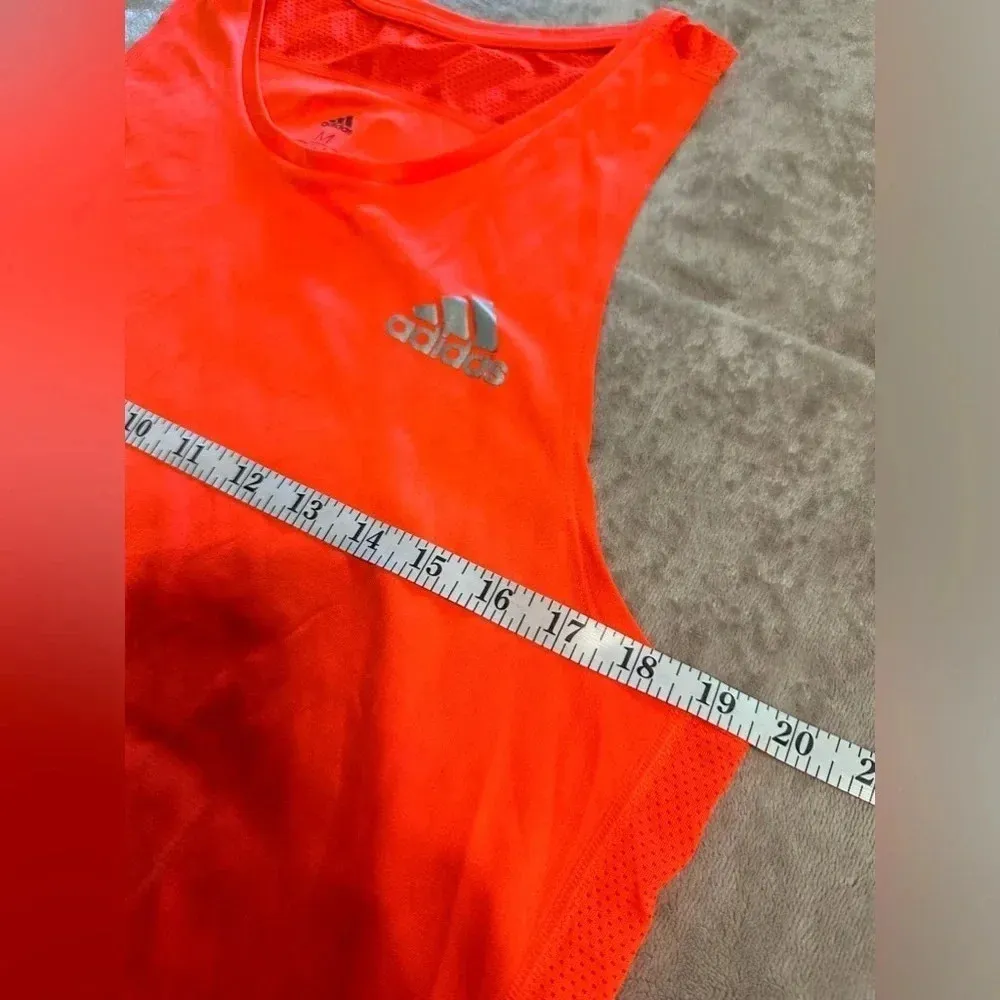 ADIDAS Running Aeroreasy Tank Top Size Medium Neon Orange Sleeveless - Image 4