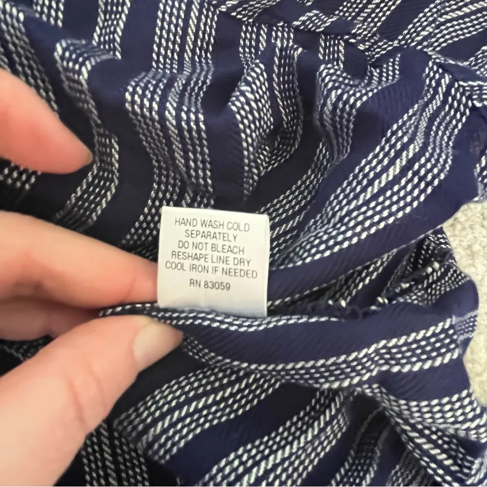 DREW Ruffled Bell Sleeves Blouse Top Size XS Navy Blue White Striped - Image 5