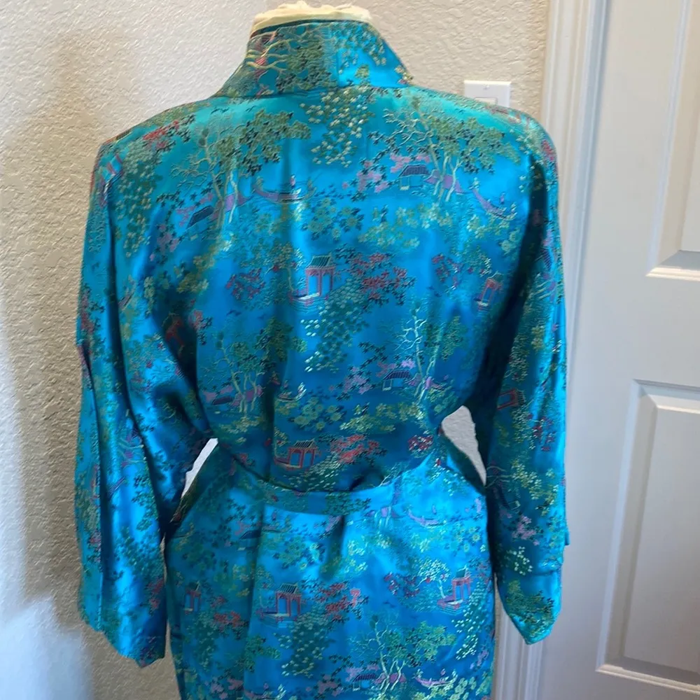 Traditional Chinese 3 Piece Pants, Shirt, & Robe Set EUC Satin Rayon Sz Sm - Image 6