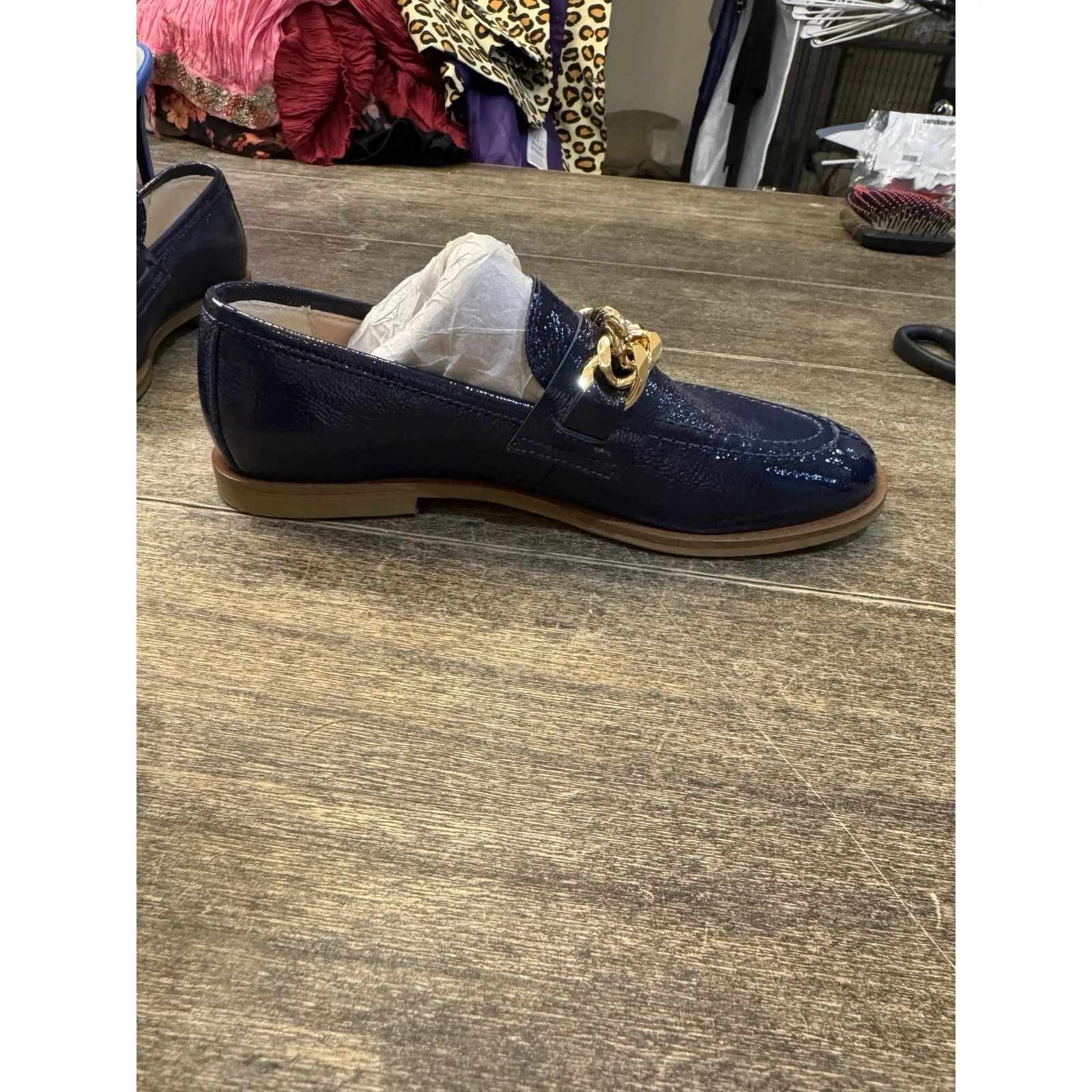 LA CANADIENNE Womens Beatle Crinkle Leather Loafer Patent Size 37 US 6 - Image 5