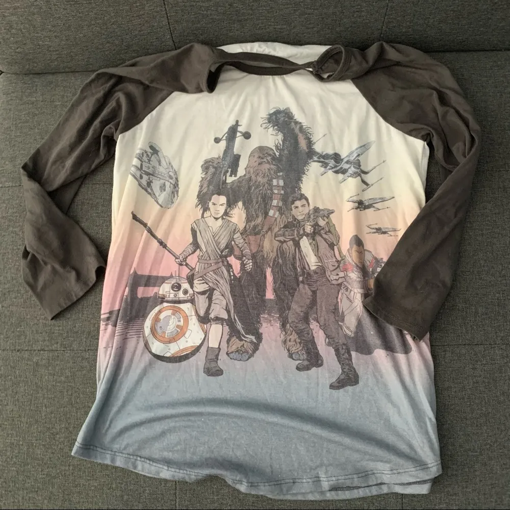 Star Wars Her Universe Raglan Top S Saga Continues Force Awakens Rey Jedi - Image 8