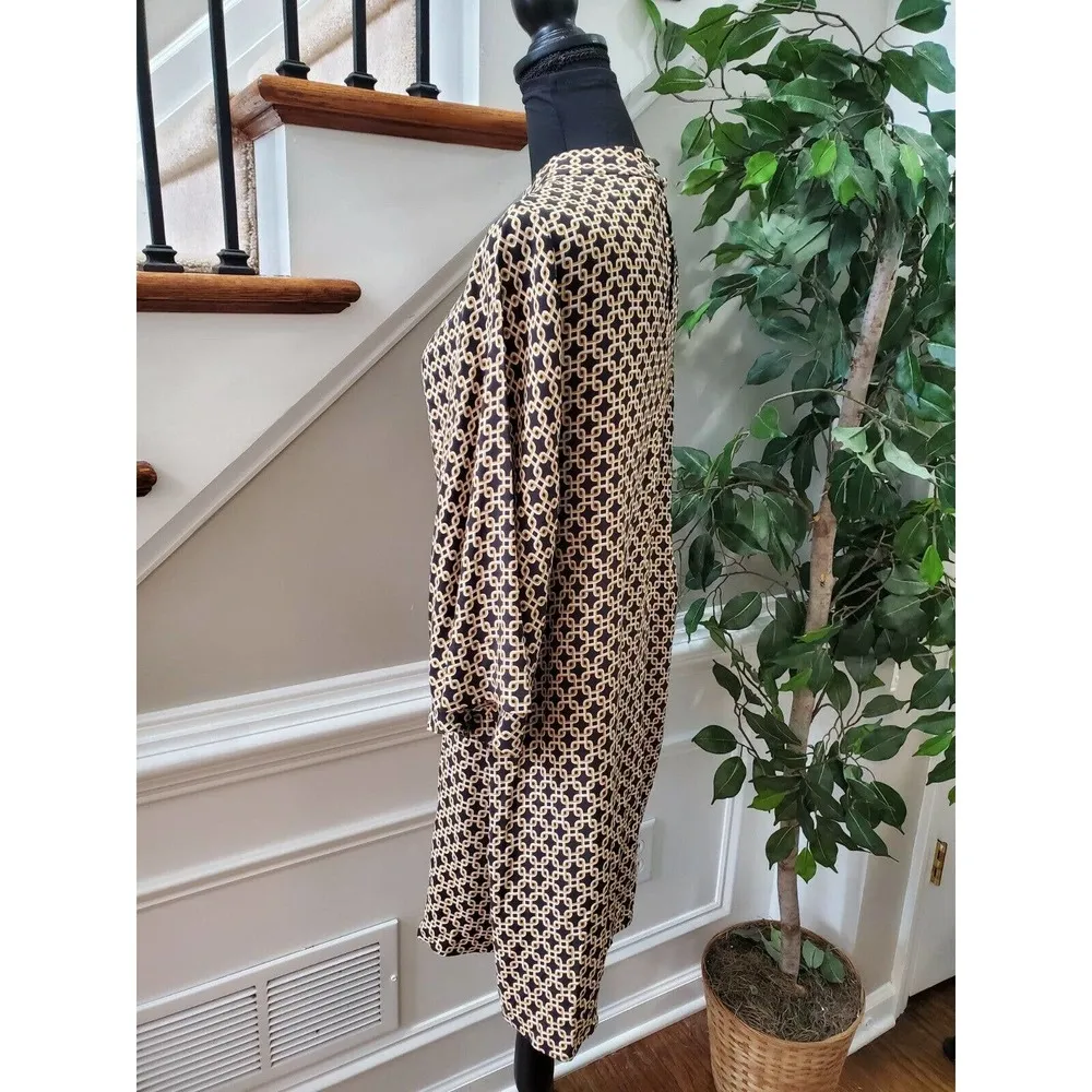 H&M Women's Multicolor Viscose Mock Neck Long Sleeve Knee Length Dress Size 6 - Image 7