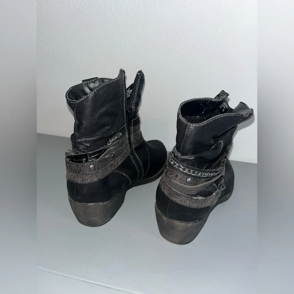 Jellypop Nashville Kinney Grunge Gunmetal Chain Grunge Rock Ankle Booties Sz 8.5 - Image 3