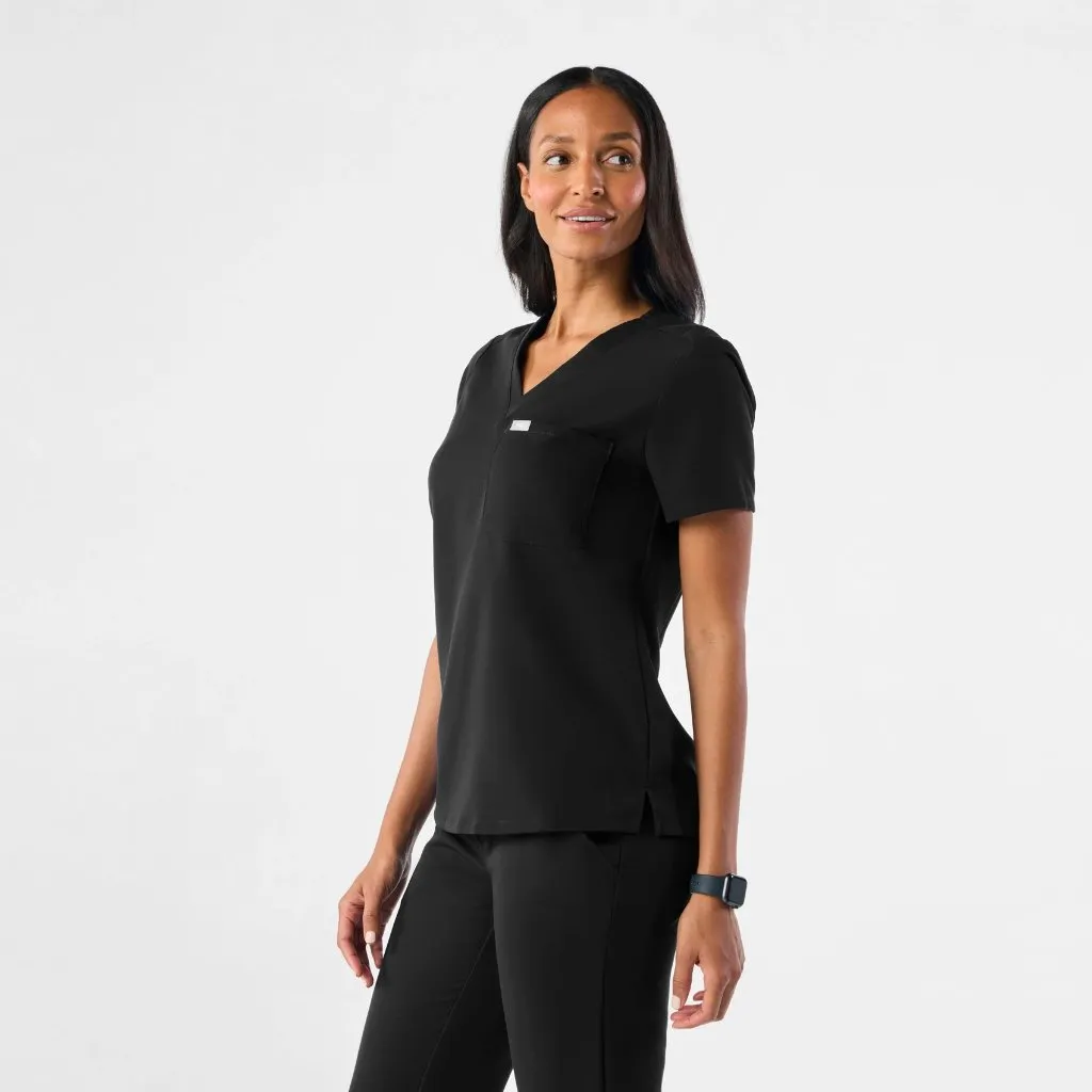 Figs Women's Catarina One Pocket Scrub Top in Black, Size X-Small - Image 2