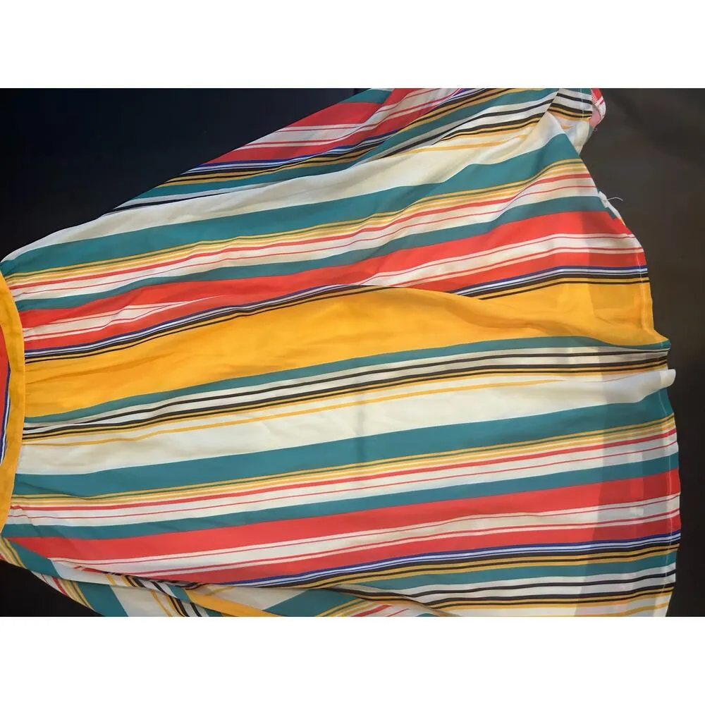 A. Calin by Flying Tomato Vertical Striped Size Small A Line Skirt Retro Vintage Yellow - Image 2