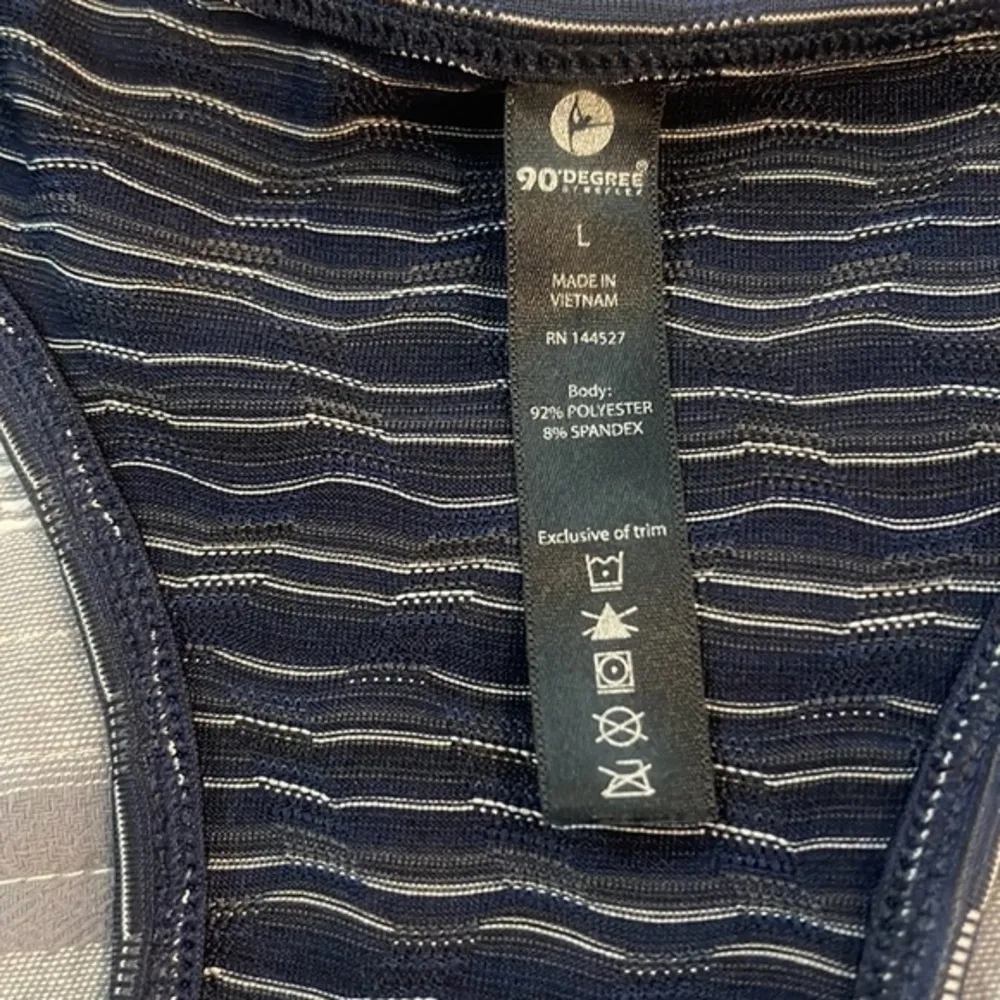 90 Degrees Navy & White Racerback Tank Top Pullover Size Large EUC #2500 Blue - Image 3