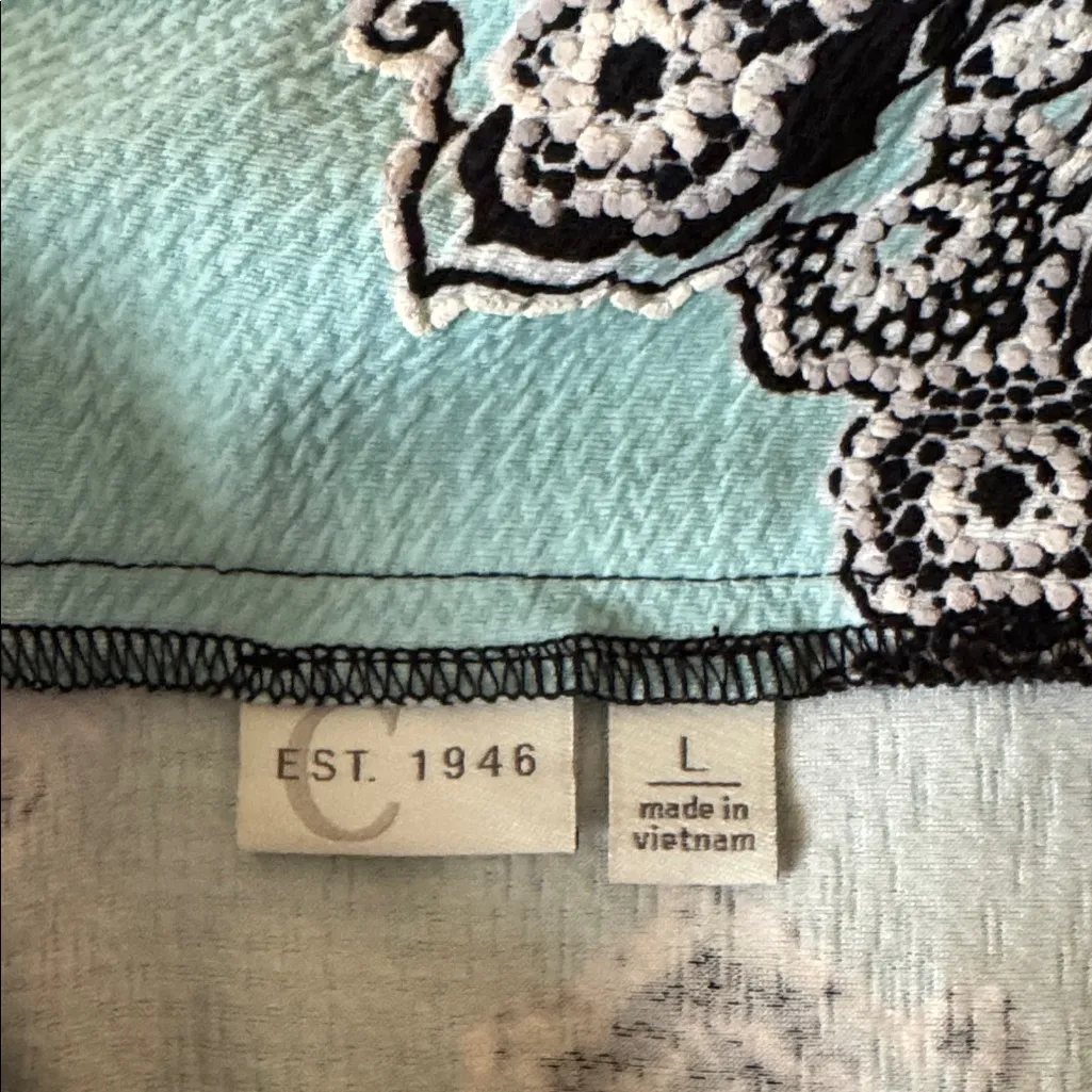 Chic Black and Blue Patterned Pencil Skirt Size L - Image 4