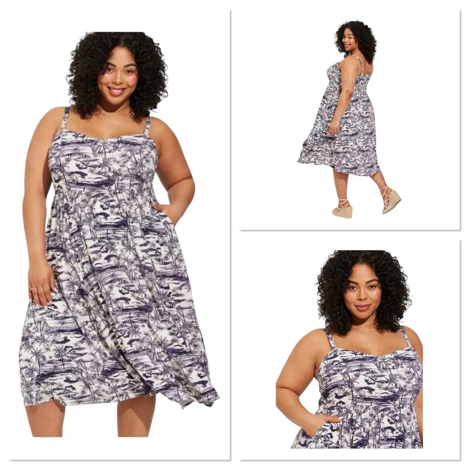 NWT Torrid Sleeveless Jungle Toile Midi Sweetheart Dress Size 4X Lenny‎ Smocked - Image 2