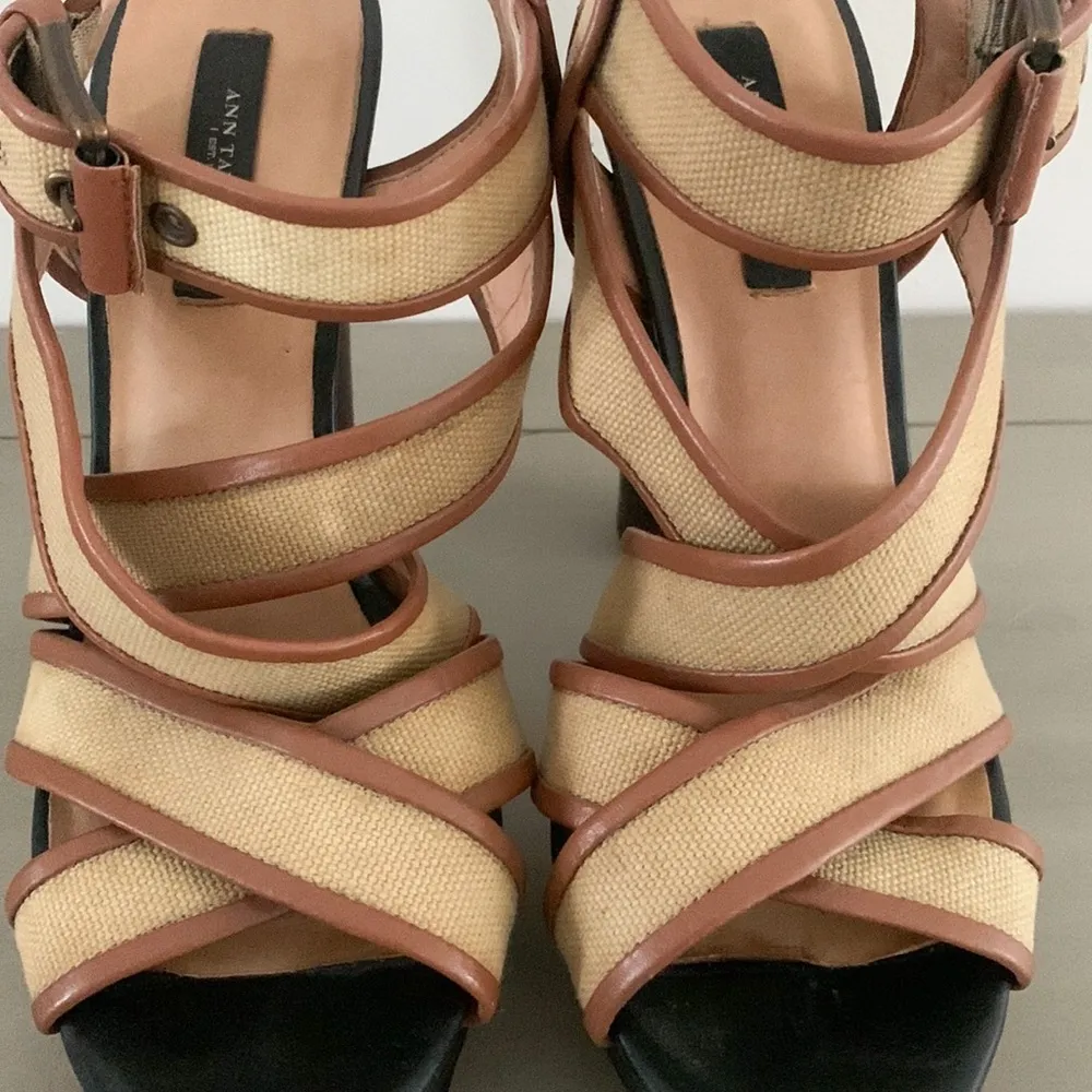 Ann Taylor Rosemary Canvas Platform Sandals 8.5M - Image 5