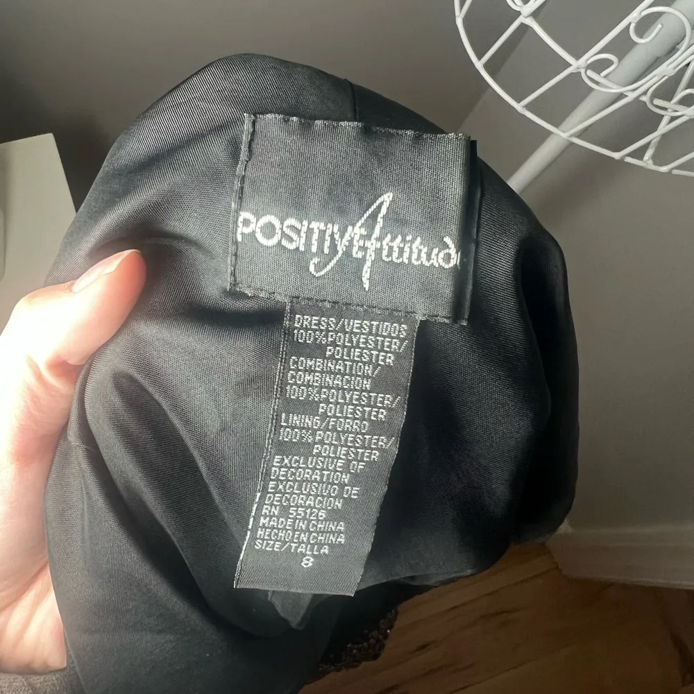 Positive Attitude Vintage Y2K Handkerchief Asymmetrical Hem Beaded Midi Dress 8 Black - Image 4