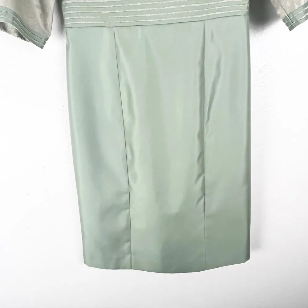 JS Collections  Green Metallic Lined Shift Dress With Cropped Jacket, Size 6 - Image 7