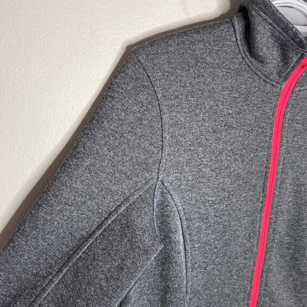 Spyder core sweater heathered grey and neon pink full zip soft shell jacket sz L - Image 78