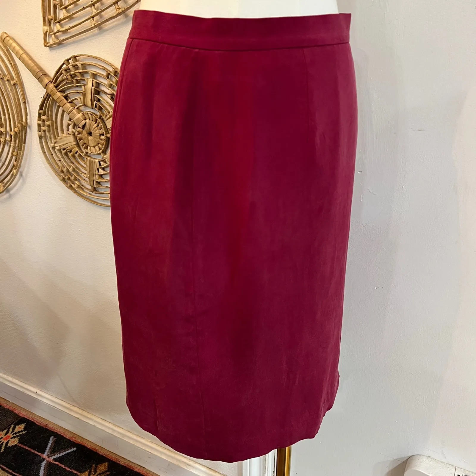 Vintage Silk Skirt Suit Set Morgan Taylor Jacket Burgundy Office Power Suit 10P - Image 6