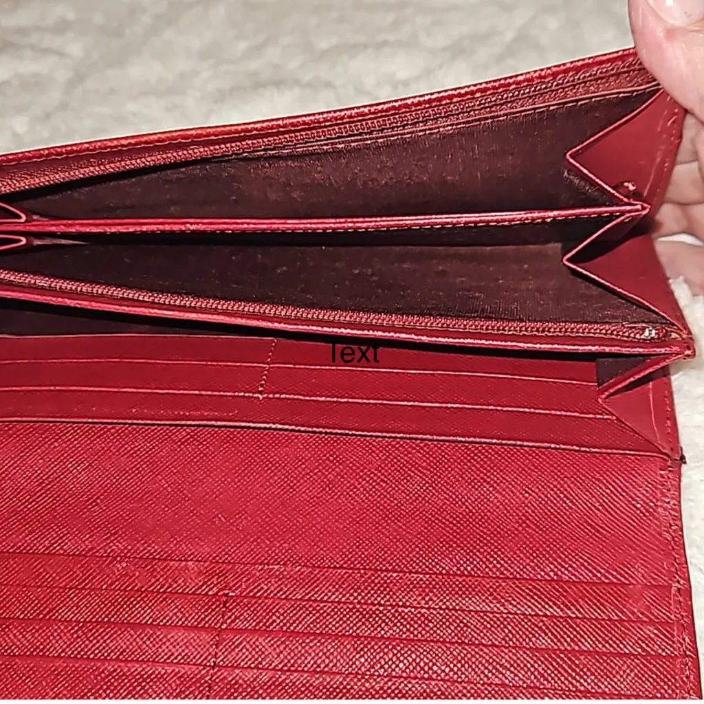 BURBERRY TEXTURED RED LEATHER LONG WALLET!!!!  EUC - Image 8