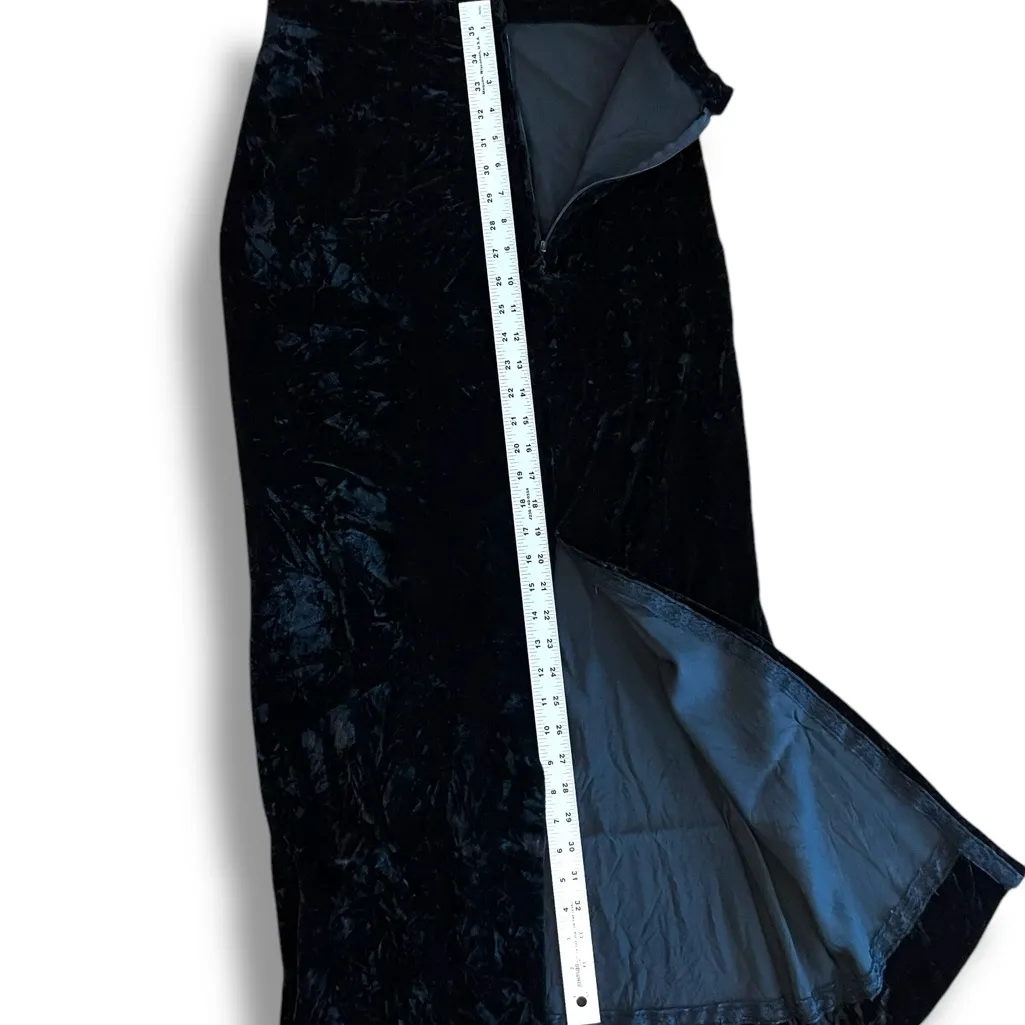 VTG  Velour Maxi Skirt Black High Waisted Maxi Pencil Women's Formal Grunge 90s - Image 6