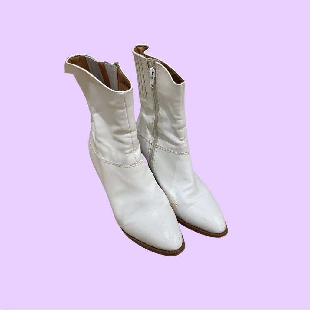 The perfect white pointed toe ankle heeled boots 🔥 Size 7 - Image 2
