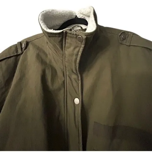 Garage L Olive Green‎ Utility Bomber Jacket Sherpa Collar Gorpcore Grunge Urban - Image 11