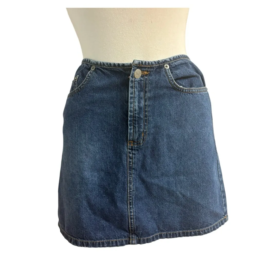 Vintage 90s Bongo Denim Dark Wash Mini Skirt size 9 - Image 5
