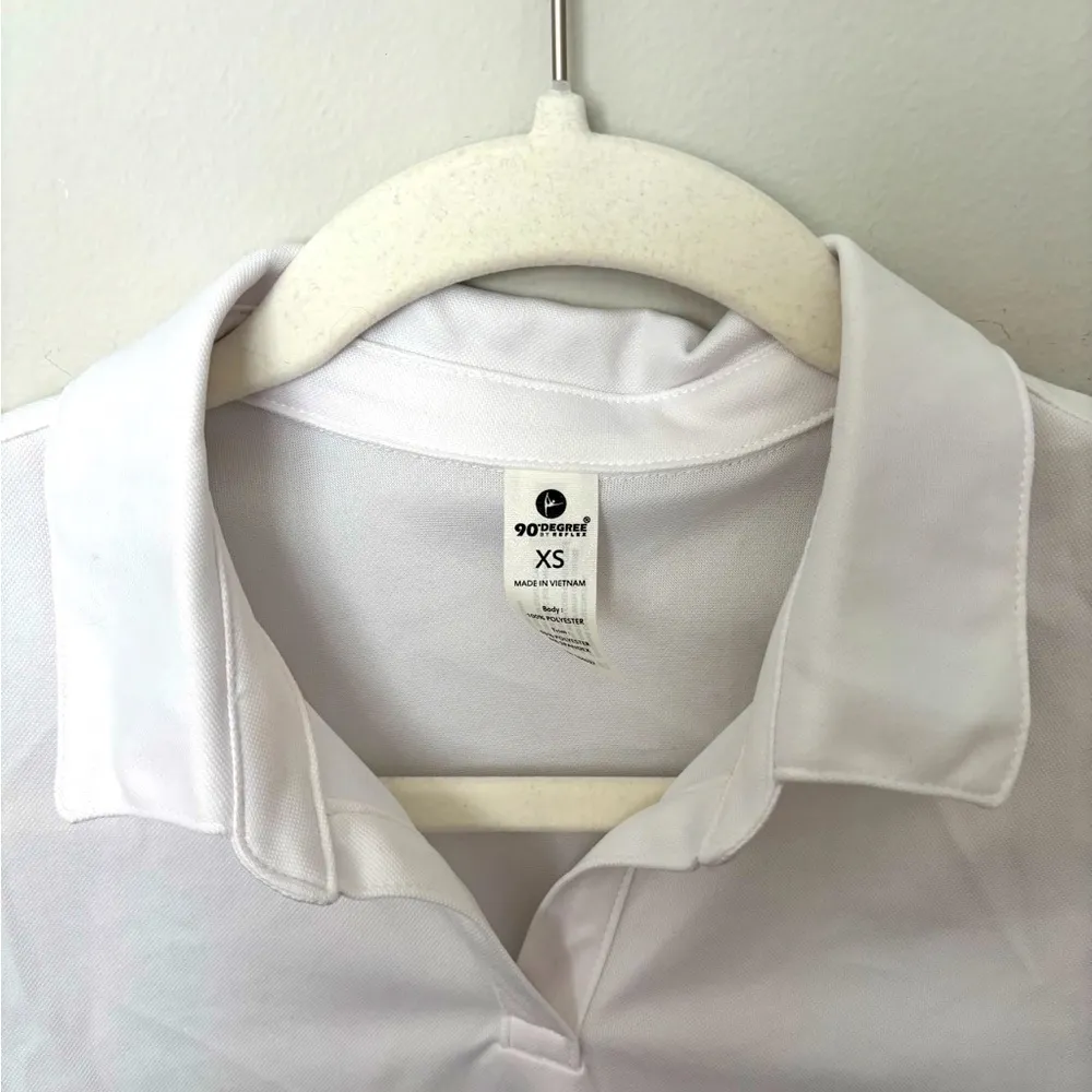 90 Degrees by Reflex UPF 50 Womens White Pique Tennis Polo Crop Tee Sz.XS - Image 3