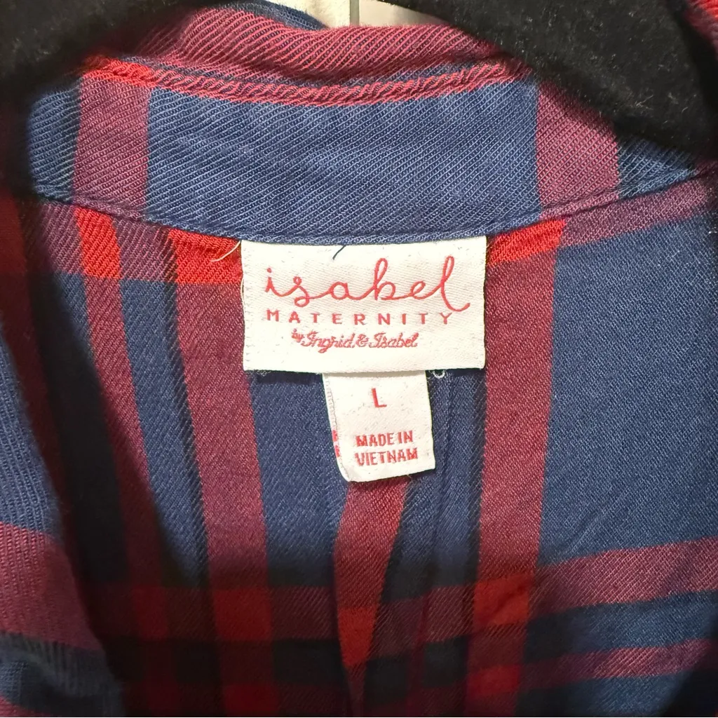 Isabel maternity Plaid long sleeve belted waist shirt - Image 3