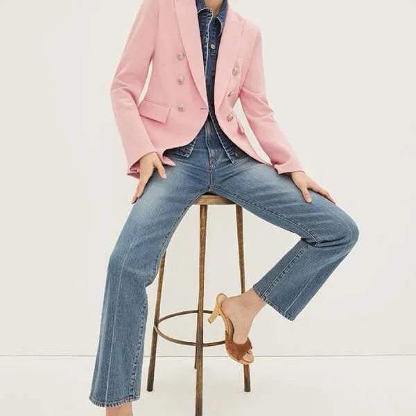 Veronica Beard Miller Dickey Double Breasted Blazer Peony Baby Pink Size 6 - Image 2