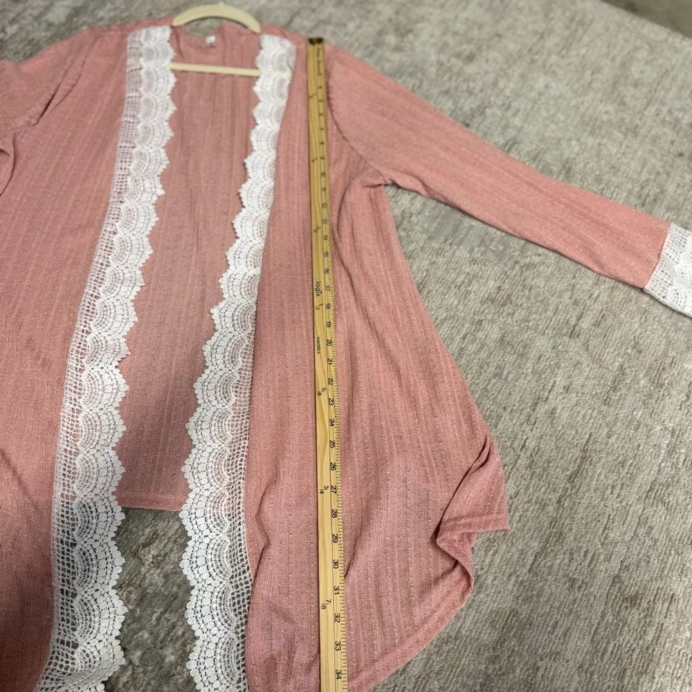 Rosegal Elegant Pink Crochet Lace Trim Kimono Cardigan Size undefined - Image 6