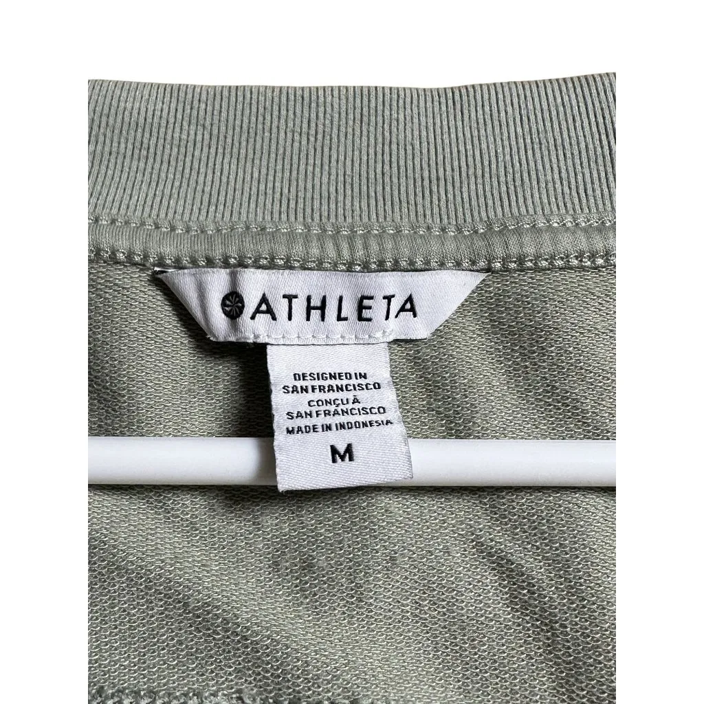 Athleta Women's Sleeveless V Neck Tunic Sweatshirt Top Sage Green Cotton Blend M - Image 4