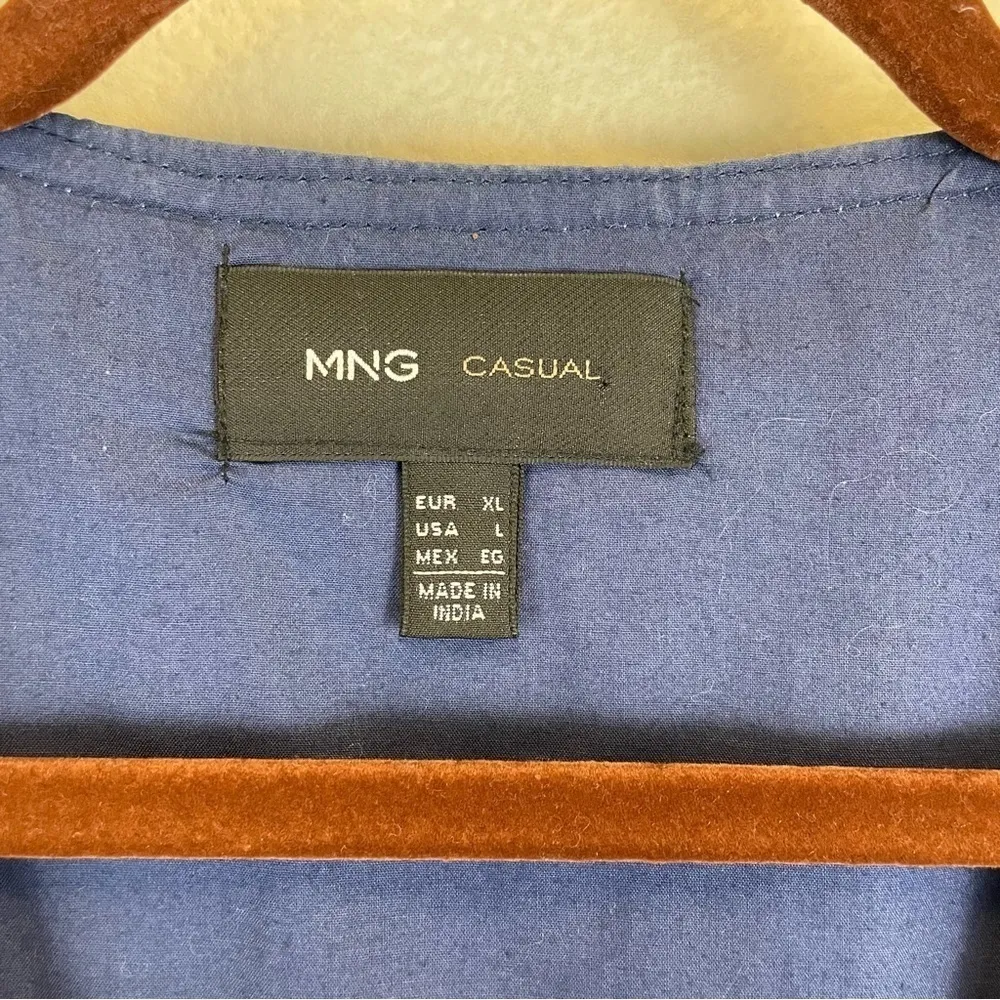 Mango Quilted Beaded Long Sleeve‎ Short Jacket Blue Size Large - Image 3