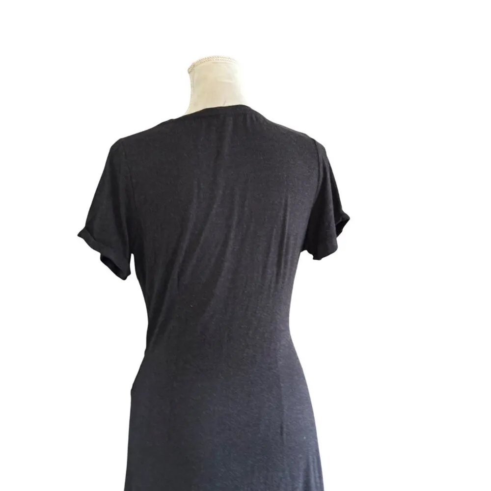 Anthropologie Short Sleeve Cinched Waist Ruched Midi Dress Career Office Slit - Image 4