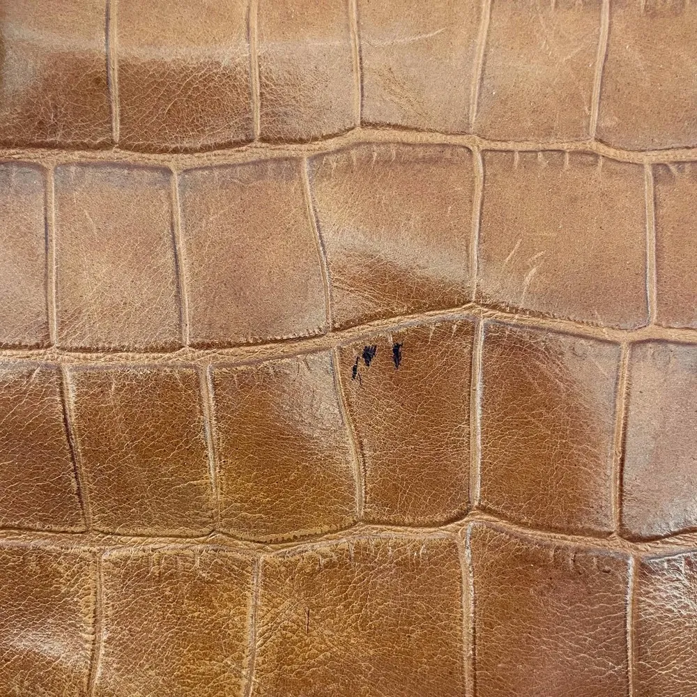 Fossil Brown Leather Reptile Crocodile 3 Section Zip Snap Large Shoulder Bag - Image 10