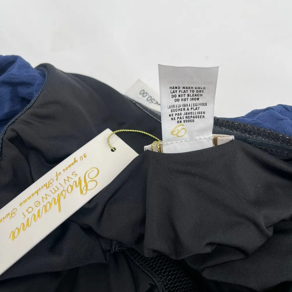 SHOSHANNA Swimsuit Size 4 One Piece Navy One Shoulder Ruffle Textured NWT Swim - Image 6