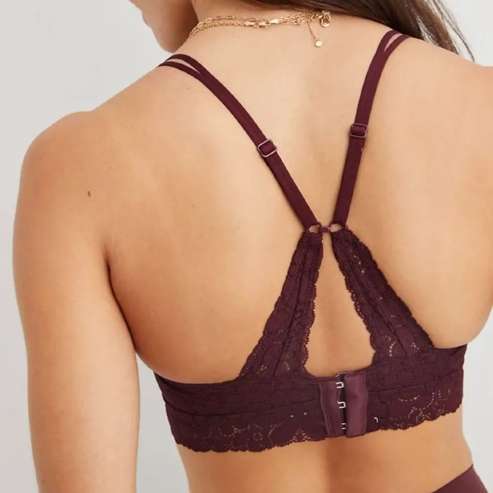 NWT Aerie Real Happy Wireless Lightly Lined Candy Lace Bra in Royal Berry - 34C - Image 9
