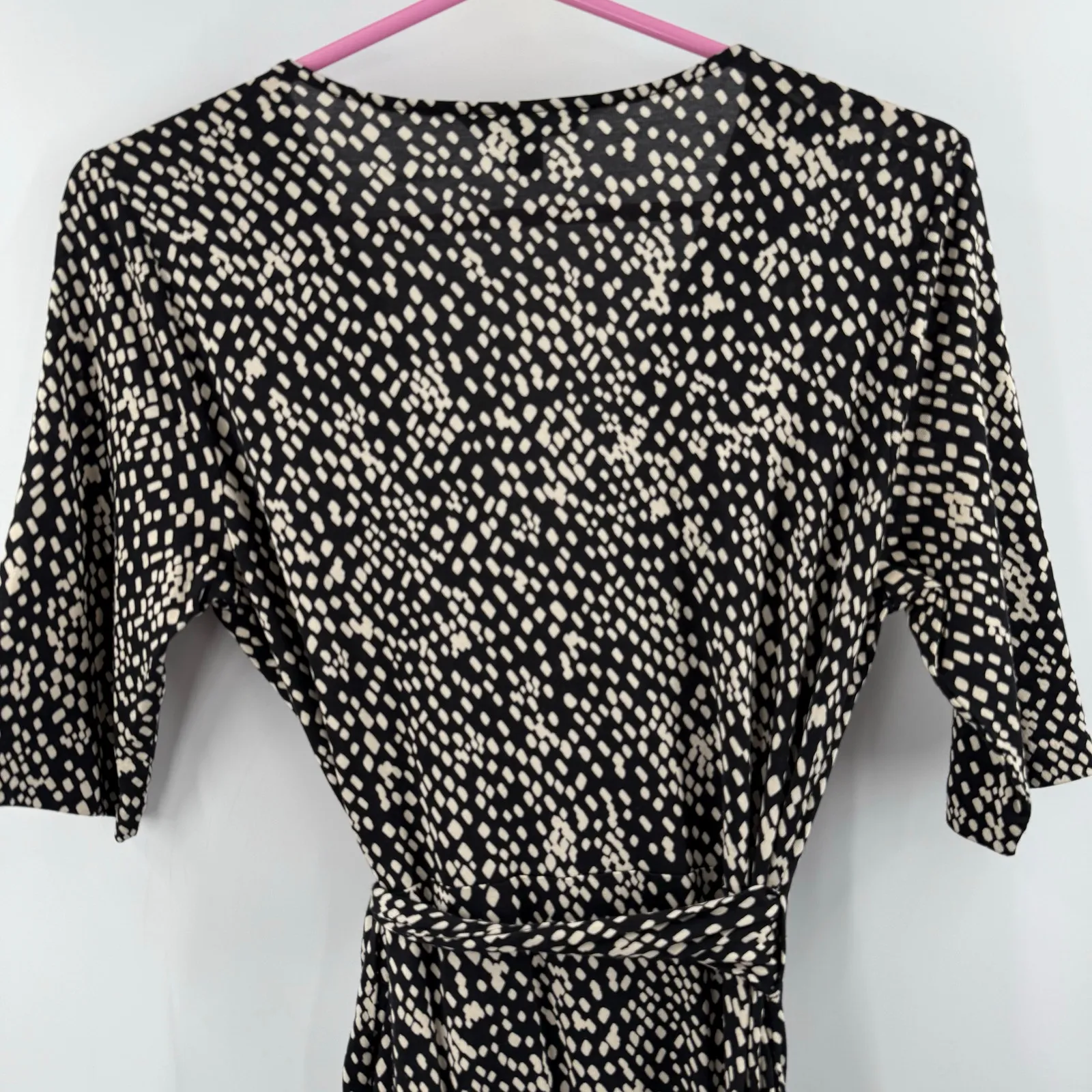 Banana Republic Wrap Dress Size Small Silk Cotton Blend B&W Spot Office Work - Image 5