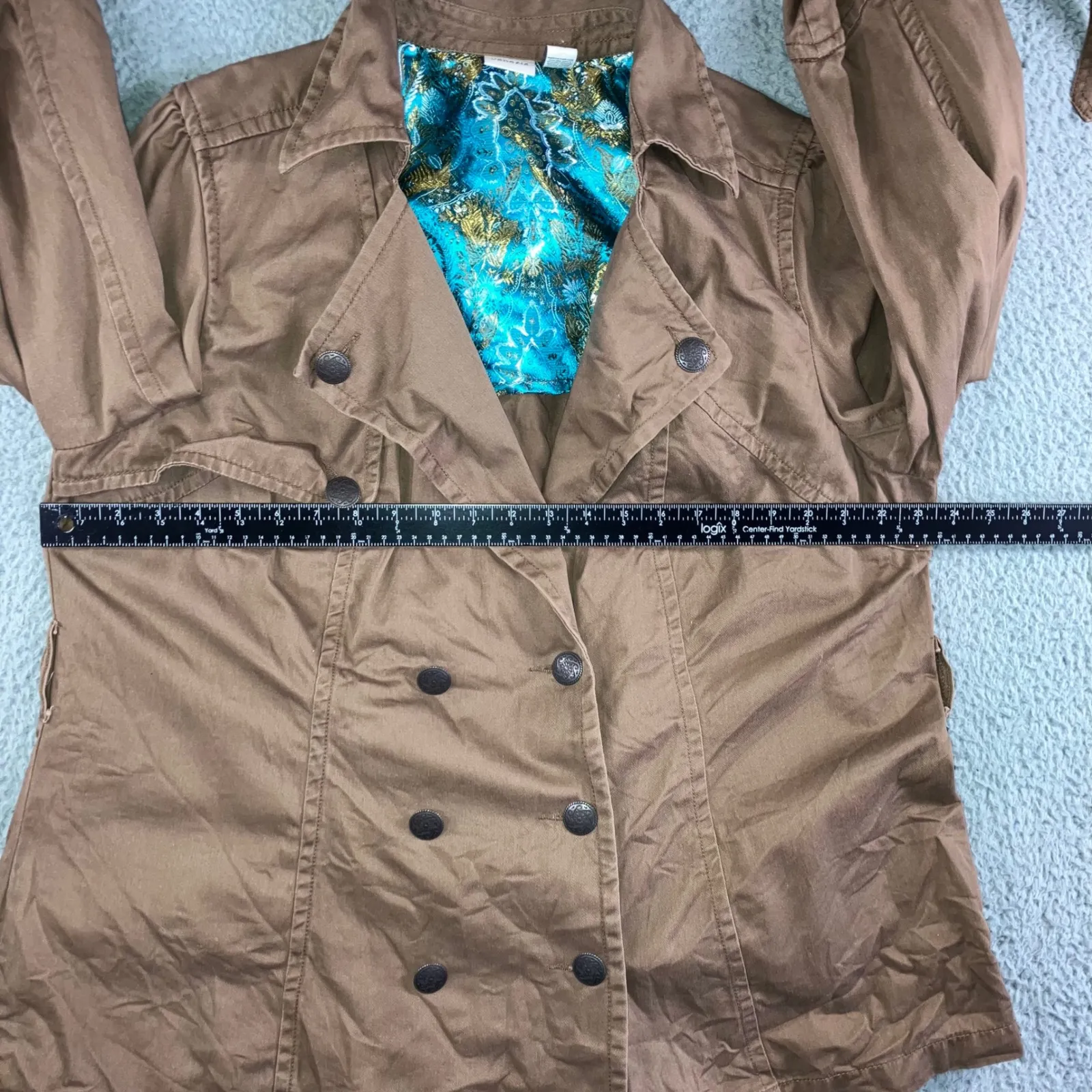 Venezia Double Breasted Trench Coat Jacket Women 18 20 Brown Embroidered Y2K Size undefined - Image 4