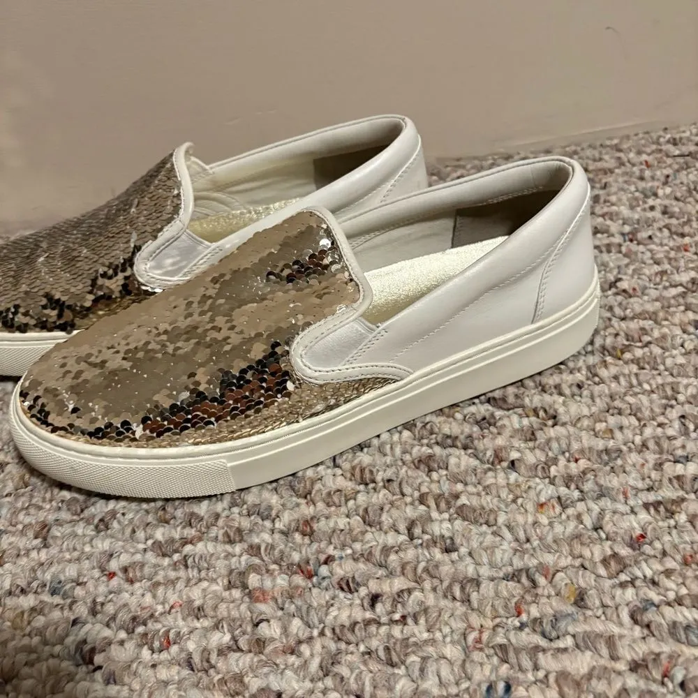 Tory Burch Carter Slip On Flip Sequins Gold Sneaker- Size 9 - Image 3