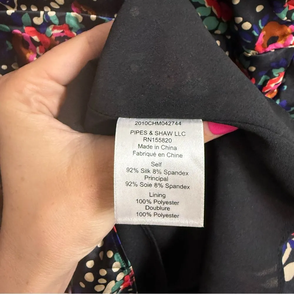 VERONICA BEARD Louella Floral Stretch Silk-Satin Mini Dress Size 12 - Image 5