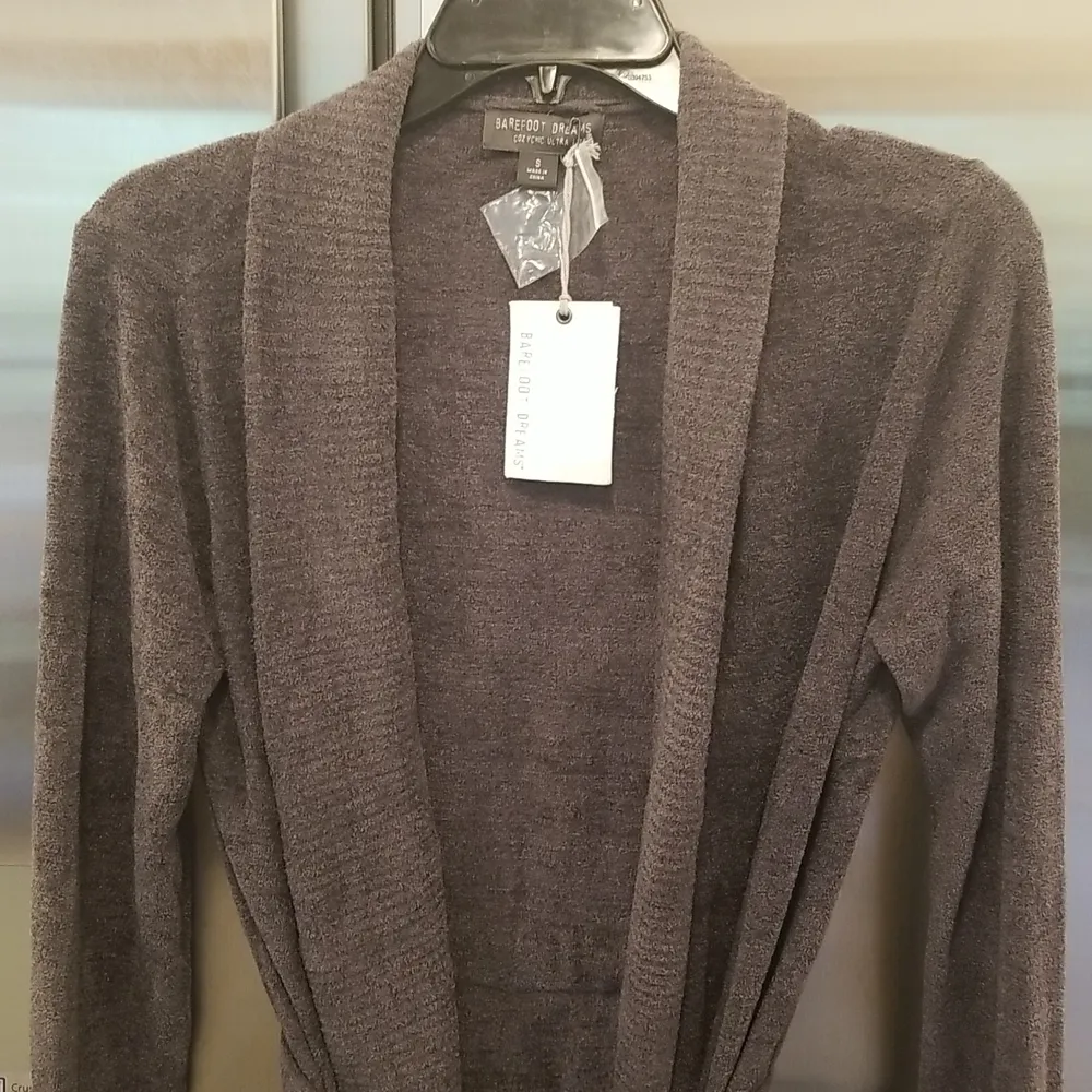 đź’•BAREFOOT DREAMSđź’• CozyChic Drape Rib Cardigan Ultra Lite Carbon Gray S NWT - Image 9