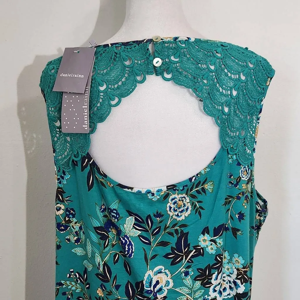 Daniel Rainn Blue Floral Blouse NWT Size 1X Plus Size Turquoise Blue Blouse - Image 5