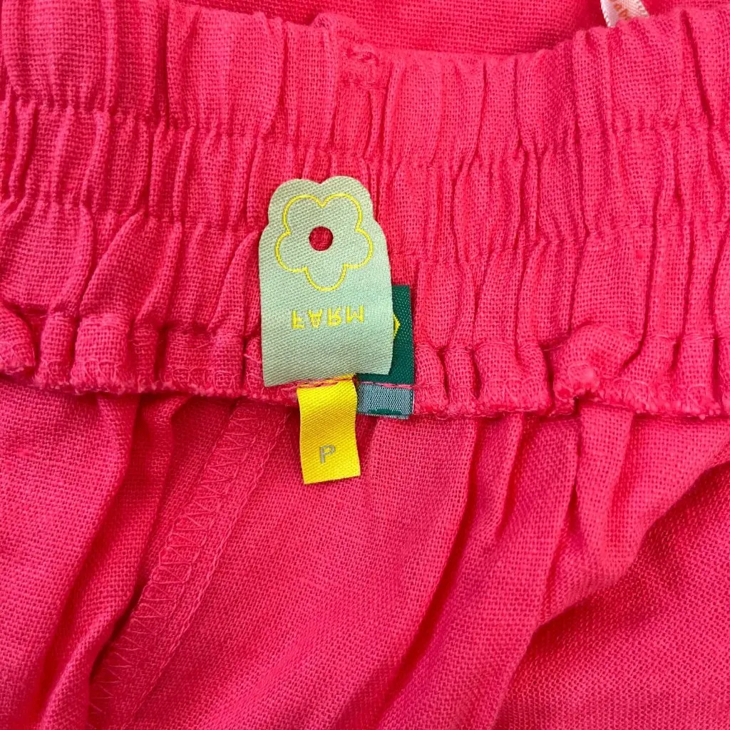 NWOT Farm Rio Pleated Linen Blend Pink Shorts Size S Elastic Stretch Pockets - Image 9
