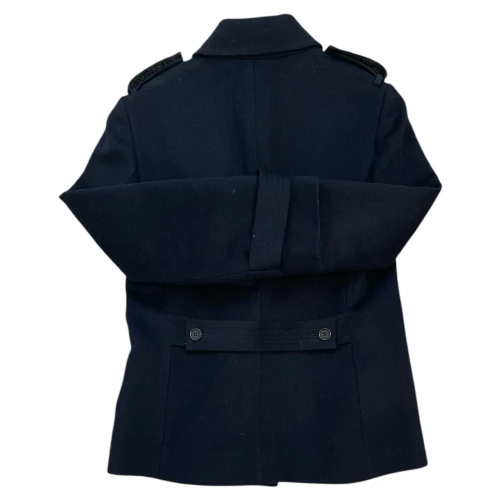 BCBGMAXAZRIA Navy Blue Short Double Breasted Wool Peacoat Size 8 - Image 2