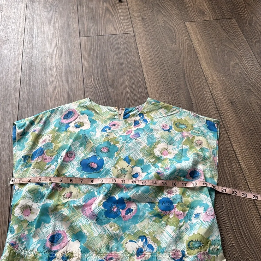 Vintage 1960’s handmade blue floral dress cap sleeve midi length stunning - Image 11