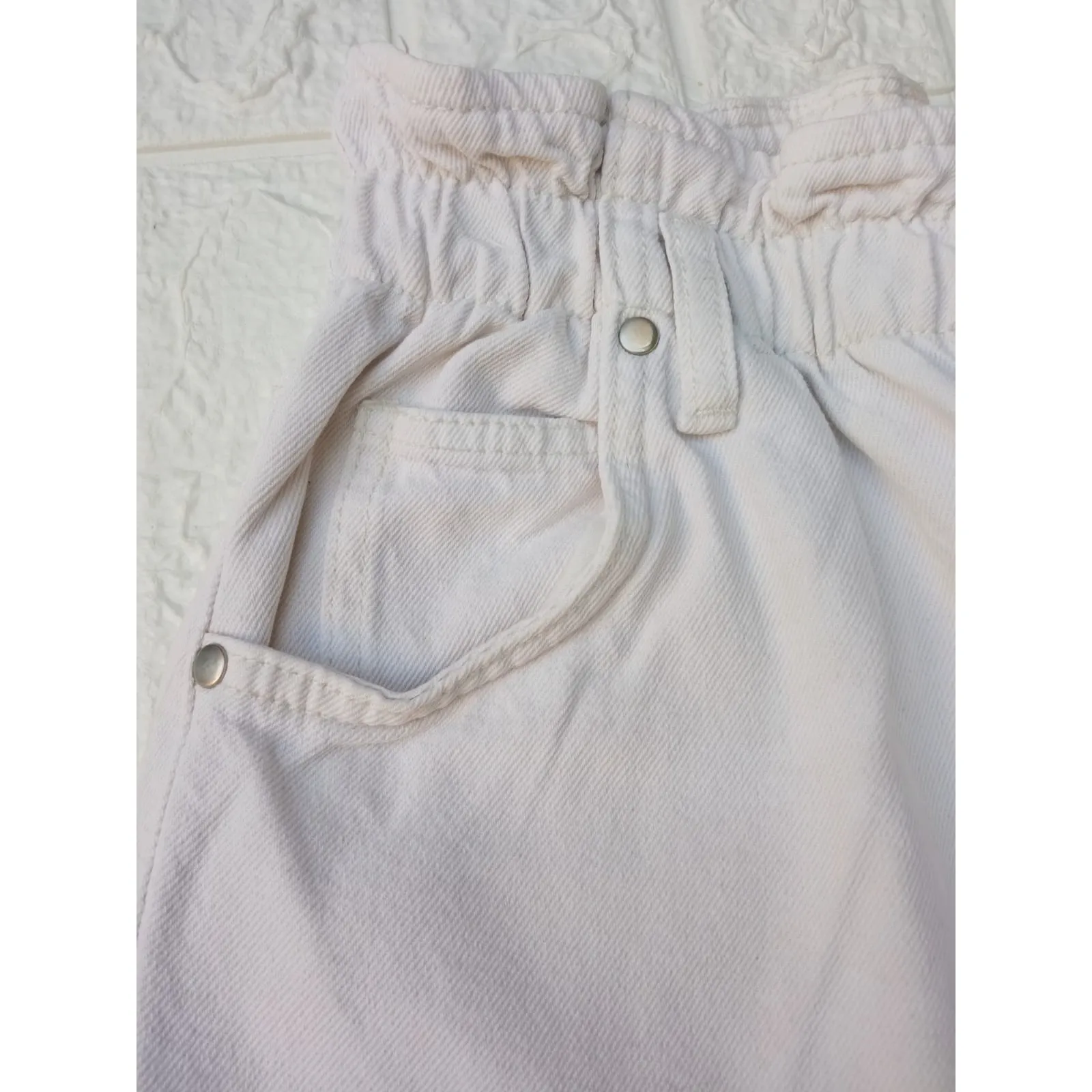 Forever 21 Paperbag Waist Straight Jeans Women's Tan High Rise 2-Button Size S - Image 4